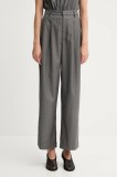 Gestuz pantaloni culoarea gri, drept, high waist, 10910622
