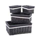 Cumpara ieftin Set 4 cosuri depozitare lemn rachita neagra 20 x 15 x 12 cm, 34,5 x 25 x 14 cm, 40 x 30 x 16 cm