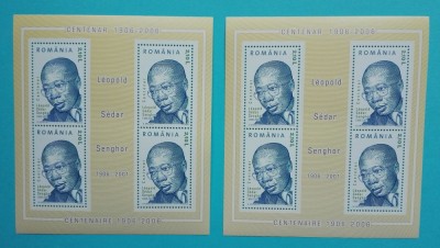 TIMBRE ROM&amp;Acirc;NIA LP1714a/2006 Centenar Sedar Sengor - SET 2blocuri de4 MNH foto