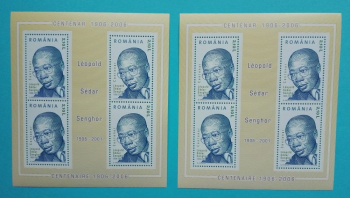 TIMBRE ROM&Acirc;NIA LP1714a/2006 Centenar Sedar Sengor - SET 2blocuri de4 MNH