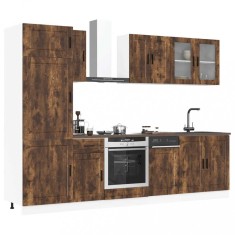 vidaXL Set dulap de bucătărie din 8 piese &bdquo;Kalmar&rdquo; stejar afumat Lemn