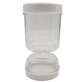 Borcan pentru muraturi, flippy, cu separator pentru lichide, ermetic, termorezistent, tip clepsidra, 2 furculite incluse, abs, alb, 18x9x9 cm
