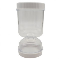 Borcan pentru Muraturi, Flippy, cu Separator pentru Lichide, Ermetic, Termorezistent, Tip Clepsidra, 2 Furculite Incluse, ABS, Alb, 18x9x9 cm foto