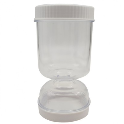 Borcan pentru muraturi, flippy, cu separator pentru lichide, ermetic, termorezistent, tip clepsidra, 2 furculite incluse, abs, alb, 18x9x9 cm foto