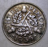 F.076 MAREA BRITANIE ANGLIA 3 THREE PENCE 1935 ARGINT