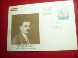 Plic FDC Austria 1981 - 100 Ani Otto Bauer -Politician ,cu serie 1val.