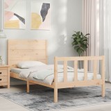 Cumpara ieftin Cadru de pat cu tăblie single, lemn masiv