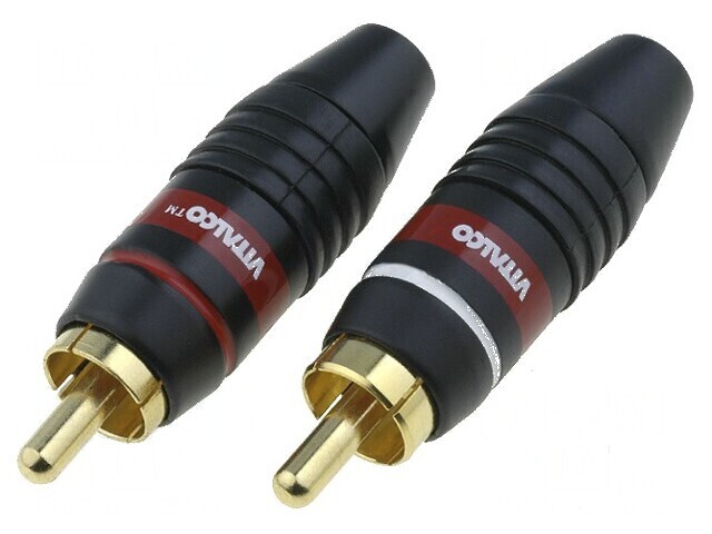 Conector RCA mufă tată drept lipire cablu 6mm 2 bucati