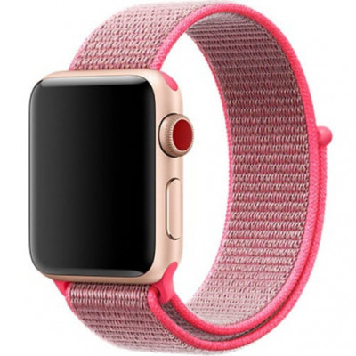 Curea iUni compatibila cu Apple Watch 1/2/3/4/5/6/7, 38mm, Nylon Sport, Woven Strap, Electric Pink foto