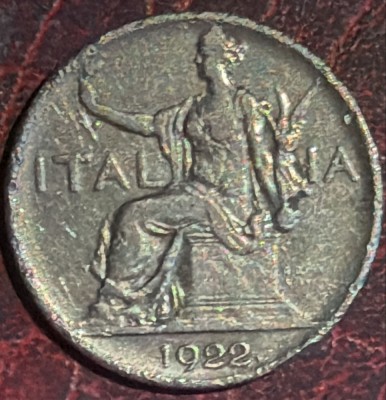 ITALIA 1 LIRA 1922(VITTORIO EMANUELE III)/ NICKEL/ 8g./ 26,5mm./ foto