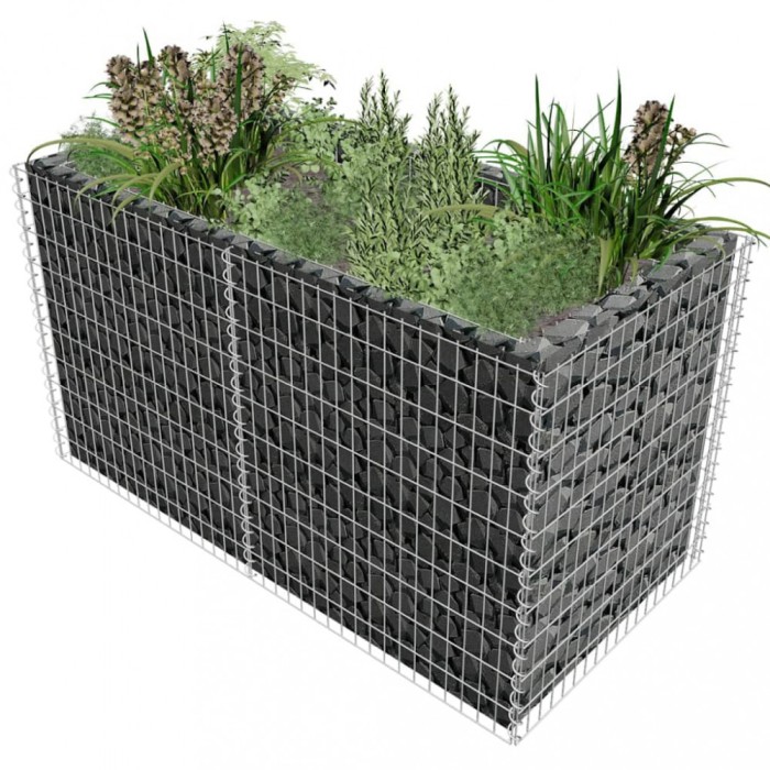 vidaXL Strat &icirc;nălțat gabion, argintiu, 180 x 90 x 100 cm, oțel