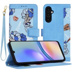 Husa Tip Carte Samsung Galaxy A05s cu Flip Magnetic Bleu cu Flori TFC