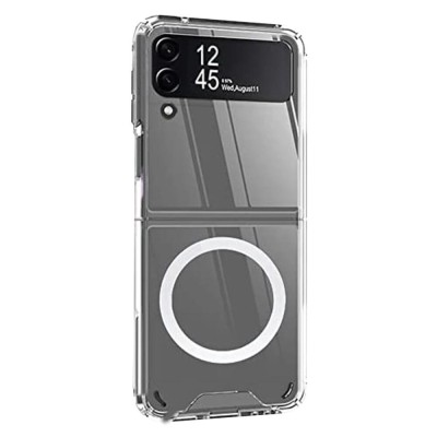 Husa magsafe htpmag compatibila cu samsung galaxy z flip 3, atasare magnetica, clear case, transparent foto