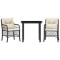 Set bistro cu perne, 3 piese, negru, poliratan