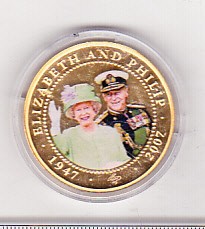 bnk mnd Insulele Cook 1 dollar 2007 unc , Elisabeth si Philip 1947-2007 foto