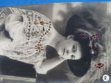 Fotografie cu strassuri , superba domnisoara .CARTE POSTALA interesanta , ,, Circulata, Printata