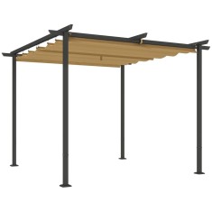 Pergola pentru gradina/terasa, retractabila, cadru metalic, bej, 3x3x2.27 m