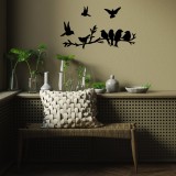 Cumpara ieftin Accesoriu decorativ de perete metalic Bird Community Negru 13x13 cm