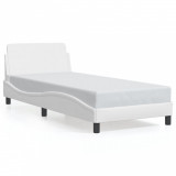 VidaXL Cadru de pat cu tăblie, alb, 90x190 cm, piele ecologică