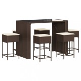 Cumpara ieftin Set de bar pentru gradina cu perne, 7 piese, maro, poliratan