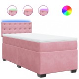 Cumpara ieftin Pat box spring cu saltea, roz, 80x200 cm, catifea
