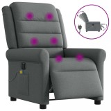VidaXL Fotoliu electric de masaj rabatabil, gri &icirc;nchis, textil