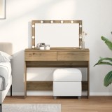 Masa toaletă vidaXL, LED, Stejar artizanal, 100x40x120cm, Maro, Dormitor, Machiaj, Oglindă inclusă