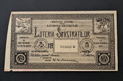 Bilet loterie , 25 lei 1927 , Loteria sinistratilor foto