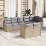 VidaXL Set de canapele pentru grădină cu pernă 8 pcs Bej, gri deschis