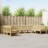vidaXL Set de canapele de exterior cu pernă 9 pcs Alb și Bej 3387022