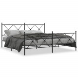 Cadru pat metalic cu tablii de cap/picioare, negru, 183x213 cm GartenMobel Dekor, vidaXL
