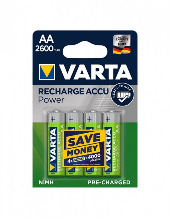 Acumulatori Varta AA R6 2600mAh 1,2V Ni-MH set 4 buc.