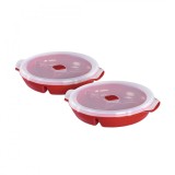 Cumpara ieftin Set 2 Caserole Microunde Xavax, 1L, 26cm, Rosii, 3 Compartimente, Plastic, Congelare/Incalzire, -20&deg;C/+120&deg;C