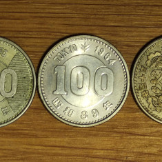 Japonia -set colectie argint- 3 x 100 yen diferite 1958 1959 1964 - superoferta!