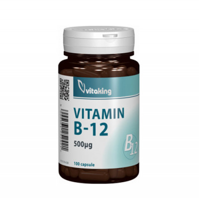 Vitamina B12 (cianocobalamina) 500 mcg, 100cps, Vitaking foto