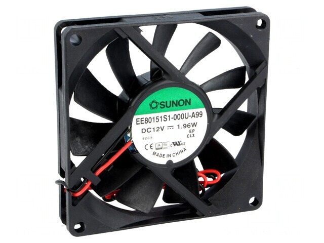 Ventilator DC axial 12V 80x80x15mm 62.86m3/h 34.7dBA 24AWG