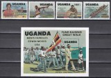 Uganda 1985 - Jocurile Olimpice - Los Angeles, Medaliați cu aur, SUPRATIPAR AURIU, Serie + Colita, MNH