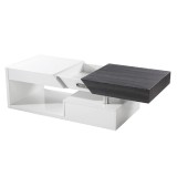 Cumpara ieftin Masuta de cafea din mdf alb lucios si gri cu design lemn Melida 120x60x43 cm