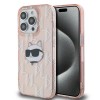 Husa pentru iPhone 14 Pro Max - Karl Lagerfeld IML Luxury (KLHCP14XHKLPCHP) - Pink Choupette Head&amp;Monogram