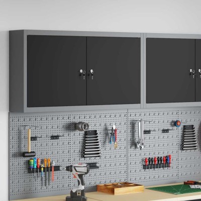 vidaXL Cabinet pentru Unelte cu raft negru și gri 100 x 20 x 55 cm foto