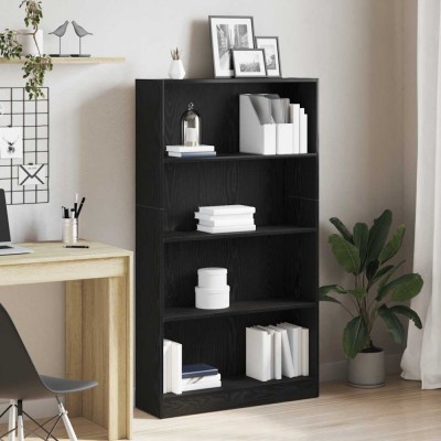vidaXL Bibliotecă cu 4 etaje Stejar negru 80x24x143 cm Lemn prelucrat 862002 foto