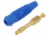 Conector banană 4mm albastru 32A 60V DC HIRSCHMANN T&amp;M neizolat