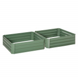 Cumpara ieftin Outsunny Set 2 Paturi de Gradina Inaltate din Otel Galvanizat Colorat, Jardiniera de Gradina pentru Plante, Legume si Arbusti, 100x100cm, Verde