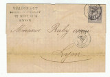France 1876 Postal History Rare Cover + Content LYON D.733