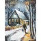 Tablou pictat manual, Iarna, pe inserat, 30x20cm ulei pe panza, gata de agatat pe perete