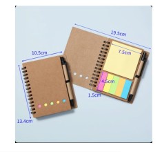 Carnetel de Notite, cu Spirala, 13x10cm, cu Etichete Adezive si Pix 13cm