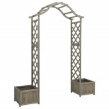 Pergola gradina Gossi cu jardiniera, lemn brad masiv, gri, 175x40x204cm, rezistenta intemperii