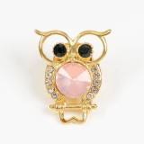 Brosa martisor bufnita aurie cu piatra roz