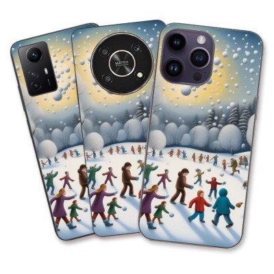 Husa Apple iPhone 11 Silicon Gel Tpu Model Copii la Joaca Iarna foto