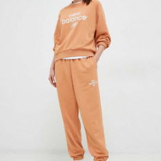 New Balance pantaloni de trening culoarea portocaliu, cu imprimeu WP31508SEI-SEI